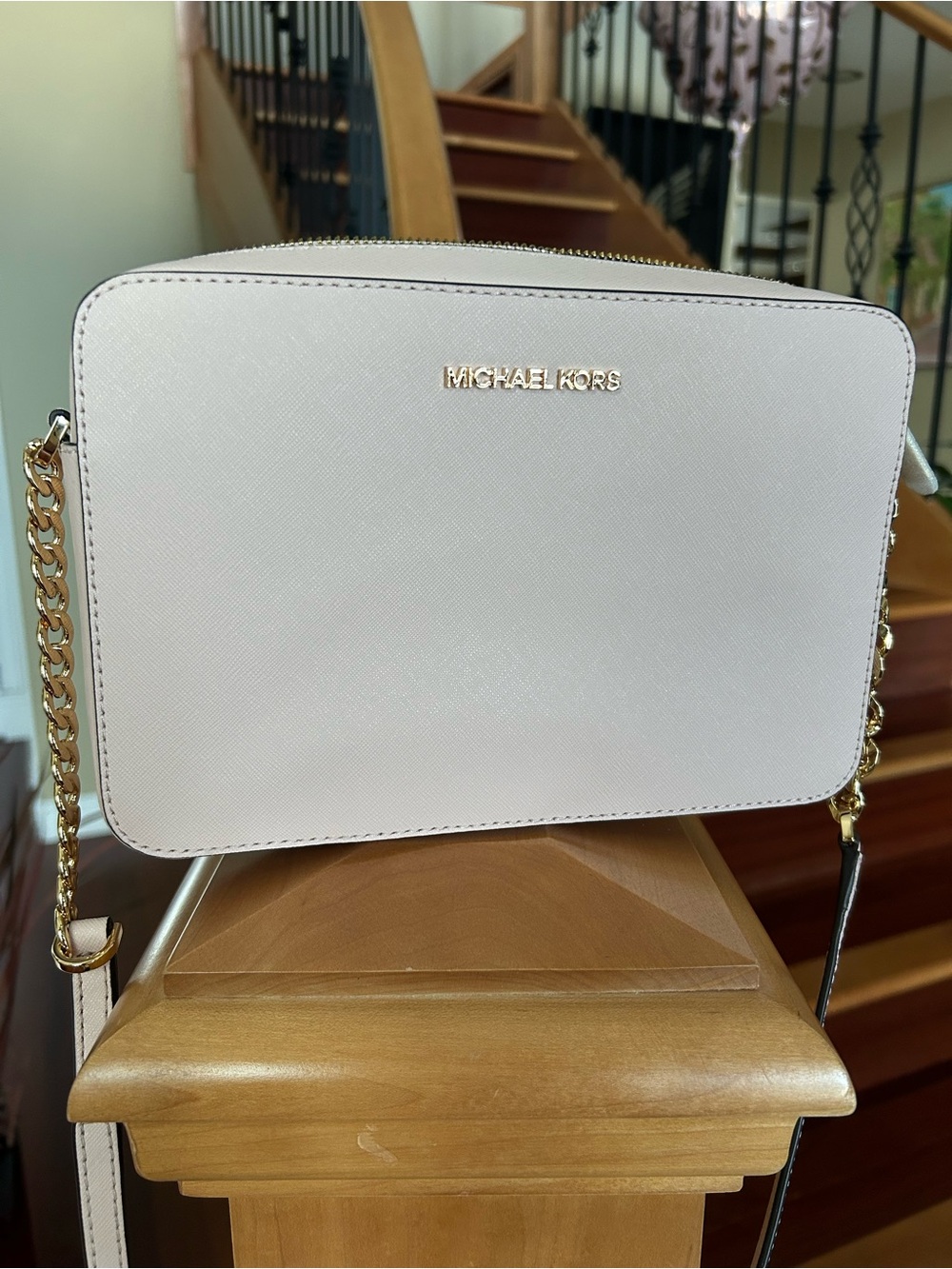 Michael Kors Jet Set Large Saffiano Leather Crossbody (Powder Pink)